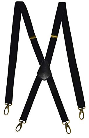 Olata Unisex Hosenträger schmal mit Karabinerhaken – Verstellbare Hosenträger X-Form mit überkreuzten Trägern – 2 cm. Schwarz