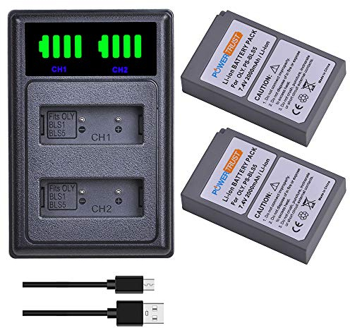 PowerTrust PS-BLS5 BLS-50 BLS-5 Chargeur de batterie pour Olympus E-M10 Mark II, OM-D E-M10 Mark IV, E-M10 Mark III S, E-M5 Mark III, PEN E-P7 E-PL2 E-PL3 E-PM1 E-PM2 E-M10 II