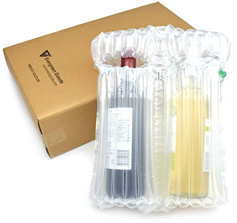 Evergreen Goods Lot de 10 boîtes pour bouteilles de vin et spiritueux avec coussins gonflables | Sacs de protection avec boîtes en carton pour un transport sûr des bouteilles en verre (boîte et sac
