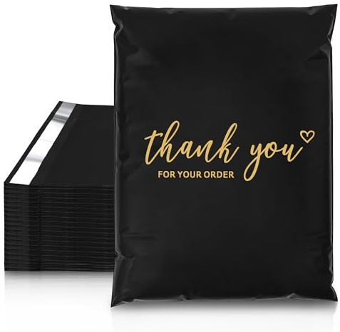 JinRuiKJ Thank You Poly Mailers 10x13 Inch, 100 PCS, Black