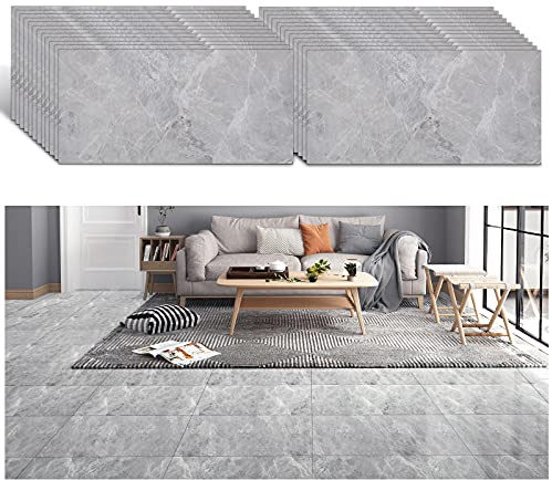 VEELIKE Pavimento PVC Adesivo Cemento Grigo 24 Pezzi 60 cm x 30 cm Piastrelle Adesive Pavimento Bagno Adesivi per Piastrelle Cucina Impermeabile Pavimenti in PVC Soggiorno Camera da Letto Rimovibile