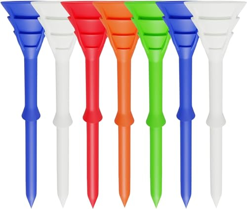 LOVMEAD Golf Tees 83mm Langlebigem Kunststoff 50/100 Stück, Golftees Kunststoff Lang Orange Weiß Blau Schwarz Grün, Professional Unzerbrechliche Golf Tees Plastik (Gemischte Farbe, 83mm-50 Stück)