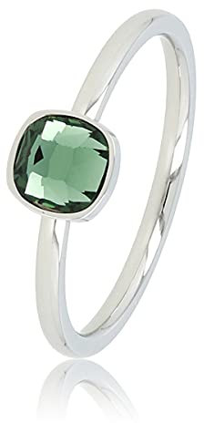 My Bendel Ring Silber mit quadratischem grünem Glasstein- Stylischer Ringe für Damen - Bleibt schön und Verfärbt nicht - Stapeln Ringe - mit Luxuriösen Geschenkverpackung