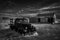 ROUTE 66 Fototapete VLIES-250x186 cm (6630A)-Oldtimer Auto Vintage Cars Schwarz Weiß Fotokunst Wandtapete-Inkl. Kleister-Vliestapete Bild Dekoration Wand-Dekor Moderne Motiv-Tapete Panorama Poster XXL