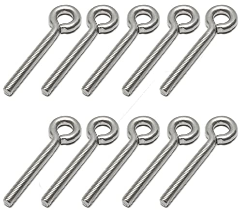 PRIOstahl Vite con occhiello con filettatura metrica, gancio a vite – M6 x 40 mm x 10 pezzi, occhielli filettati, occhielli a gancio, viti ad anello per viti in acciaio inox V2A