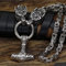Männer Thors Hammer Wikinger Halskette, Silber Rostfreier Stahl Nordische Mythologie Mjolnir Amulett Anhänger-Schmuck, Mehrere Stile Tierkopf Quadratisch Königskette,Fenrir Wolf,60 cm
