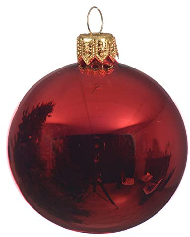 Magie di Natale Weihnachtsdeko Christbaumkugeln aus Glas verziert (10 cm, rot glänzend, 4)