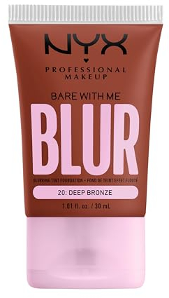 NYX Professional Makeup Weichzeichnende Foundation mit mittlerer Deckkraft und mattem Finish, Bis zu 12 Stunden Pflege und Feuchtigkeit, Mit Niacinamiden, Bare with Me, Farbe: Deep Bronze, 1 x 30 ml