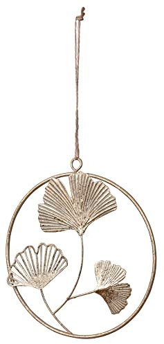 Ginkgo Anhänger Ø16cm Gold Metall Blatt Wanddeko Wandhänger Dekoration Wandobjekt Wandbild Deko Bild