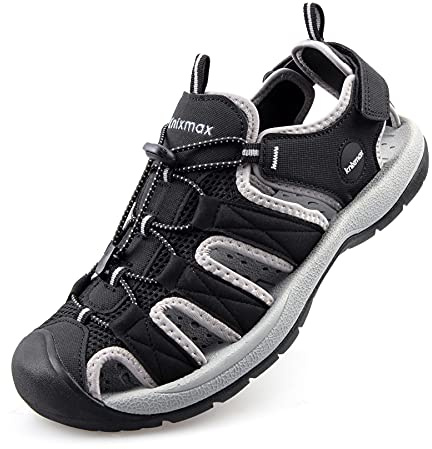 Knixmax Women Walking Sandals Wide fit Closed Toe Outdoor Sports Sandal Summer Hiking Shoes Black 5UK - 38EU