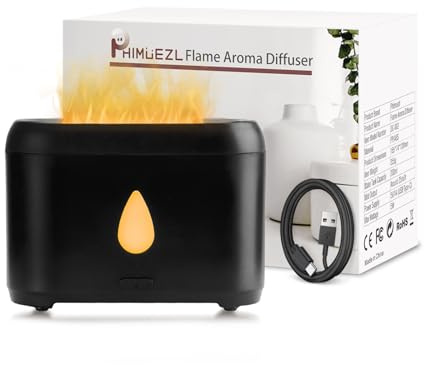 Flame Diffuser for Essential Oils,Ultrasonic Aroma Diffusers with Cool Mist, Aromatherapy Diffuser with Auto-Off Protection, Small Humidifier for Home,Office,Bedroom,Gift for Women Black