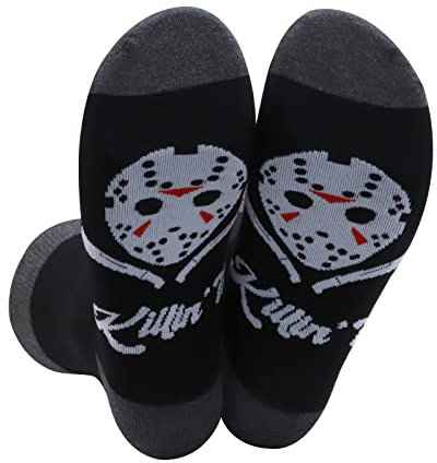 BWWKTOP Jason Socks Horror Movie Inspired Gifts Killin' It Novelty Socks For Horror Movie Fans Gifts, Killin' It Jason, M-L