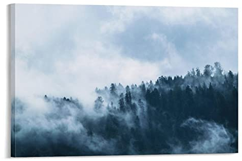 flechr Nebelwald, Koniferen, Bäume, Nadel, Wandkunst, Bild, Malerei, Poster, Leinwanddruck, Poster, Kunstwerke, Raumdekoration, 30 x 45 cm