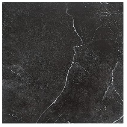 Ansobea PVC Bodenbelag Selbstklebend Vinylboden Quadratisch vinyl bodenbelag selbstklebend rutschfest, wasserfest, schwer entflammbar 4 m²/44 Fliesen, Schwarz Marmor
