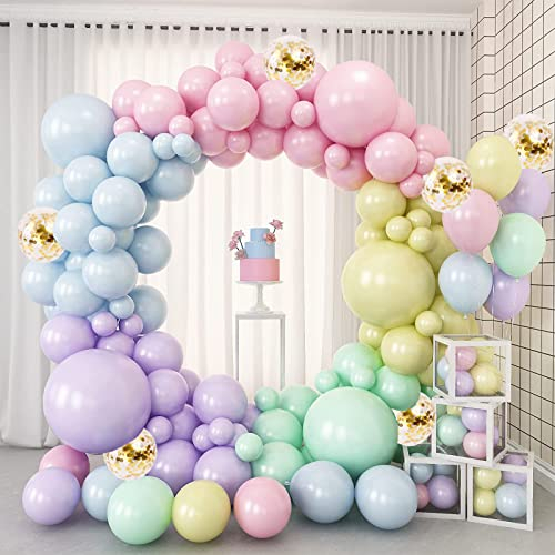 Macaron Palloncino,115 Pezzi Palloncini,Palloncini Compleanno,Palloncini Colorati Da 5/10/18 Pollici Con Palloncini Coriandoli,Kit Arco Palloncini Ghirlanda