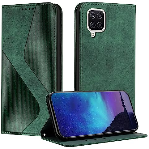 Fatcatparadise Kompatibel mit Samsung Galaxy A22 4G/M32 4G Hülle, Handyhülle für Samsung A22 4G/M32 4G, PU Leder Flip Klappbare Wallet Magnet Case Handytasche Klapphülle Schutzhülle Hülle (Grün)