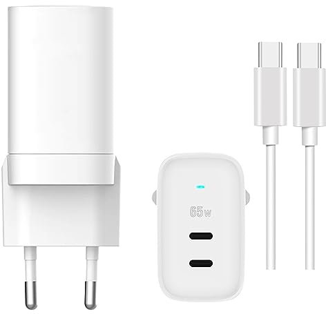 65W Schnellladegerät GaN Charger XXL 1.5M USB C Ladekabel USB C Adapter Netzteil für iPhone 16 15 MacBook,Pad Pro, Samsung Galaxy S24 S23 S22 Google Pixel 9 8 Huawei Matebook Honor Magicbook