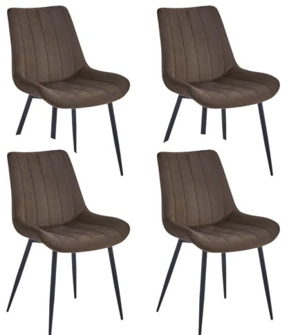 Colenis Verta Esszimmerstuhl 4er Set, Küchenstühle gepolstert mit Rückenlehne, Bezug aus Samt, bis 120 kg belastbar, Metallbeine, für Esszimmer, Küche & Wohnzimmer, Braun