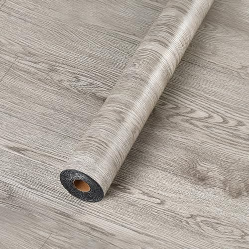 Revestimiento de Suelo de PVC Autoadhesivo, Suelo de Vinilo Decorativo Efecto de madera, 15mm Grosor, Antideslizante, Impermeable, 40 x 300cm, 1,2 m (Madera Gris)