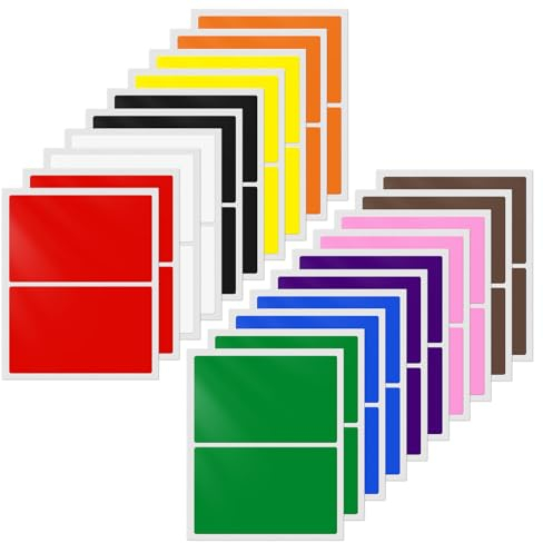 YIKIADA 10 Farben Rechteckig 75 × 50 mm Etiketten Bunt Selbstklebend Farbig Aufkleber Beschreibbar Marmeladen Klebeetiketten für Lager Büro 40 Stück