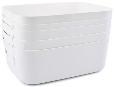 OctBird 5 White Storage Boxes Cupboard Storage Boxes Kitchen Cupboard Storage Boxes Plastic Storage Box Small Cupboard Tidy Boxes White Plastic Storage Kitchen Storage Baskets White Storage Baskets