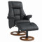 HOMCOM Relaxsessel mit Hocker, Fernsehsessel, Polstersessel, TV Sessel mit Liegefunktion, 130° neigbar, für Wohnzimmer, Freizeitraum, Kunstleder Schwarz, 77 x 89 x 110 cm