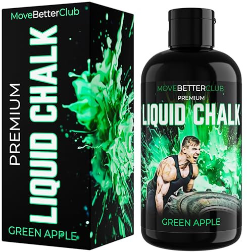 MoveBetterClub Liquid Chalk 250ml Coloured & Scented - Green Apple - for Climbing, Gym, Weightlifting, Gymnastics, Kettlebells, Pole Fitness and more