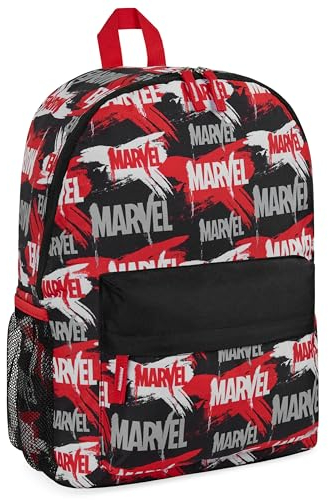 Marvel Spiderman Rucksack Kinder mit Designs von The Avengers Iron Man und Mehr Kinderrucksack Einschulung Geschenk (Rot/Schwarz)