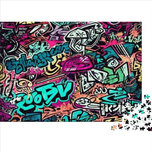 Puzzles für Erwachsene 1000 Teile Kunst Graffiti kreative Holzpuzzles für Erwachsene Teenager Puzzle herausforderndes Spiel 1000 Teile (75 x 50 cm)