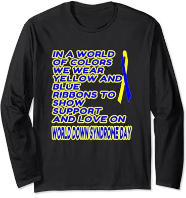 Support & Love: Blaue und gelbe Bänder - Down-Syndrom Langarmshirt