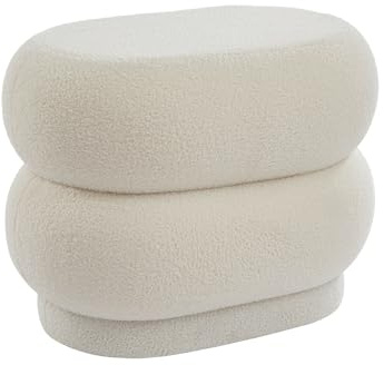 Vente-unique - Pouf en Tissu Bouclette Blanc LECINIO