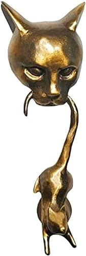 GeRRiT Türklopfer, Türklopfer für Haustür, Katze, die Maus im Mund hält, Wandstatue, Kunstskulptur, Figur, Dekoration