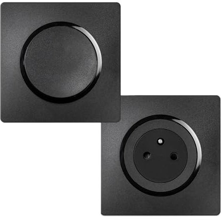 DEBFLEX - Casual Evo - Lot Complet 3 Prises 2P+T Affleurantes + 2 Interrupteurs Va et Vient - Design Sobre - Faciles à Installer - ABS - Installation Encastrée - Noir