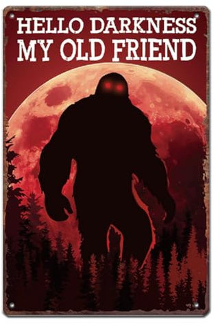 SUPERDANT Großer Metall Blechschild Hallo Dunkelheit Mein Alter Freund Blechschild Retro Metallplakat Baum Mond Schild Für Zuhause Wohnzimmer Schlafzimmer Cafés Bars Pub Wanddekoration Plakette Schild
