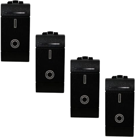 Voltix Set di 4 Prese Interruttori 16A Compatibili con Bticino Living Light e International Placche (4 Pezzi Interruttore Bipolare)