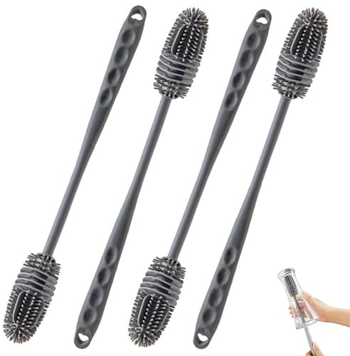 Eastrise Silikon-Flaschenbürste, langer Griff, weiche Babyflaschen-Reinigungsbürste zum Reinigen von Flaschen, Glasbecher, Thermosvasen, Wasserflaschen, Reinigungsbürste, geeignet für Küchenflaschen,