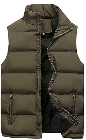 Generisch Fahrrad Weste Herren, Outdoor Mit Taschen Herren Steppweste Freizeitweste Winter Ärmellose Jacke Sport Multifunktionsweste Übergangswesten Für Männer Daunenweste (6XL, Army Green)