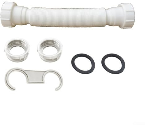 Tuyau d'eau à double extrémité, tuyau de vidange flexible à double tête pour évier 45 mm entrée extensible 200-800 mm en plastique blanc pour installation de lavabo de cuisine et salle de bain