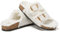 JOMIX Warme Wildleder Slippers Damen mit Schnallen Hausschuhe Winter Plüsch Pantoffeln Lammfell Gefüttert Fußbett Rutschfeste Schuhe für Damen (Weiß, 37 EU, MD1071)