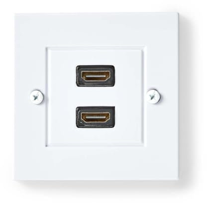 Nedis Prise murale HDMI - 2 x HDMI femelle - 4K @ 60 Hz - Sortie HDMI - Noir - 18 Gbps - Plaqué or - Boîte