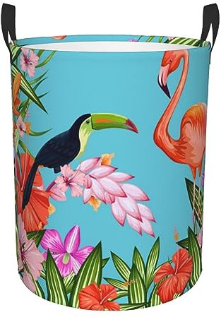 Zltegako Panier à linge pliable imperméable et pliable motif flamant rose tropical, panier à linge sale pour collection de jouets, taille M, Flamant rose tropical, taille unique