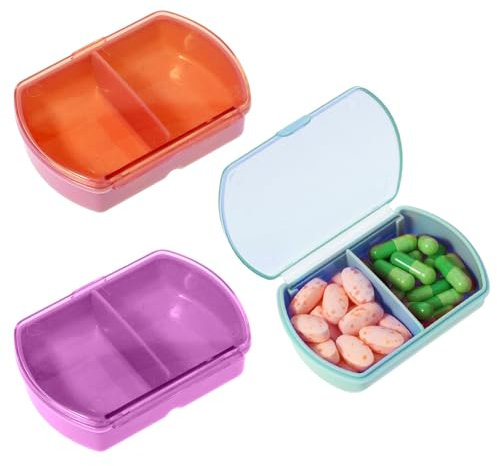 Sibba 3 Pcs Small Pill Box Pill Organizer Medicine Box Daily Pill Case Portable Pill Container 2 Times A Day Pillbox Daily Week Compartments Organization Holder Bottle Dispenser for Pocket Purse