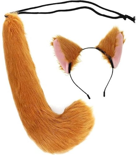 FXICH Ensemble de déguisement avec oreilles de renard, bandeau et queue d'animal pour cosplay, fête d'anniversaire, carnaval, fête de Noël