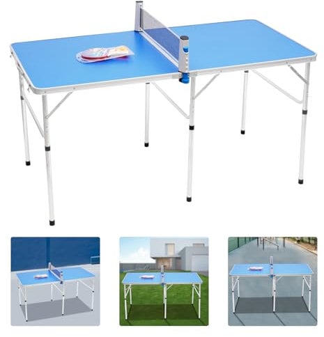 Tischtennisplatte Klappbar Indoor 152 * 76 * 76cm Tischtennis Set Netz Ping Pong Tisch Freizeittisch mit Griff Schläger und Tischtennisball