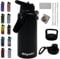 Wilgrotst Botella de Agua de Acero Inoxidable 946 ml, Botella Termica con 3 Tapas Intercambiables, Aislada con Pared Doble, Sin BPA, Antifugas, Ideal para Deporte, Oficina, Senderismo, Camping, Negro