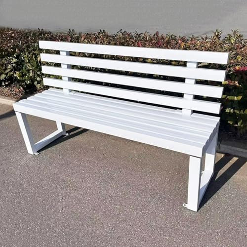 XMLYSMYS Banco de Exterior Sencillo, Bancos de Patio para 2 o 3 Personas, Diseño de Listones con Respaldo, Sillón para Jardín, Porche, Piscina, Balcón(White,120cm/47in)