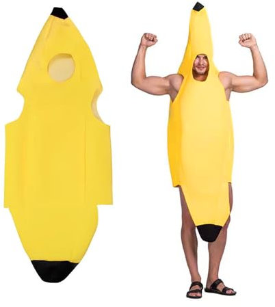Vonavira Bananen kostüm Neuartige Obst Kostüme Lustiges, Bananen Kostüm Herren Damen Unisex Lustig Karneval Halloween Kostüm Banane Kostüm für Erwachsene