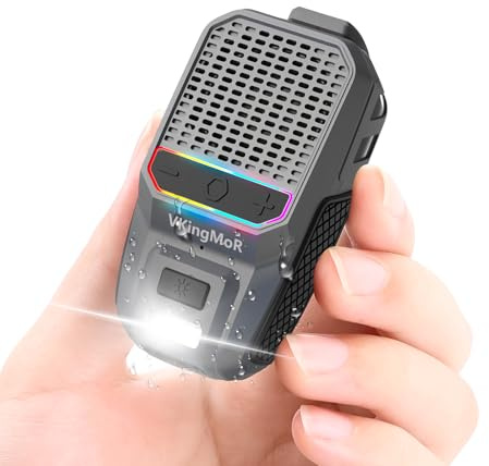VkingMoR Wearable Bluetooth Speaker, Clip-On Portable Speaker with Built-in Mics Hands-Free Music and Calls for Hiking/Biking, Small Speakerr with LED Light, 15H Battery Life Speakerr(Grey)-New