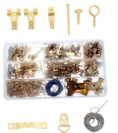 SHINEOFI clou de mur kit de suspension de tableaux crochet en fer avec câble métallique clou de cadre photo fil suspendu clou sans trace avec câble métallique cintres photo le fer
