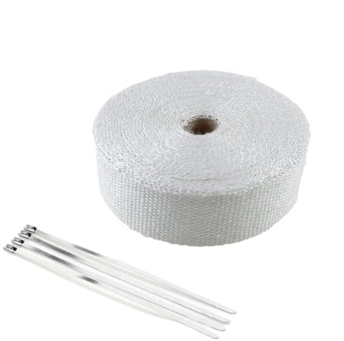 Cinta Anticalorica,Cinta Anticalorica Escape Rollo de envoltura térmica Uso apto para tubo de escape de 25mm x 15m, tela aislante, cinta de protección térmica de fibra de vidrio Uso apto para motocicl